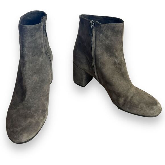 Vince Blakely Gray Suede‎ 2.5” Block Heel Ankle Boots Bootie Size 9M EU 39 Shoes - Picture 2 of 12